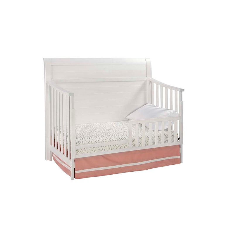 Pemberly Row Farmhouse Wood Toddler Guard Rail in Sea Shell White