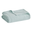 Pemberly Row Modern Basketweave Cotton Blanket in Blue Full/Queen