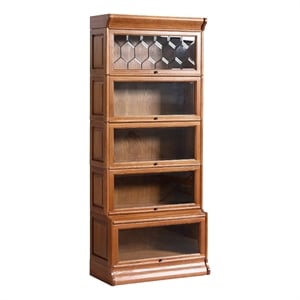 Pemberley Row Wood Cherry Bookcase Rectangular Leaded Glass 78&quot Unassembled