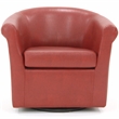Pemberly Row Traditional Faux Leather Swivel Club Chair in Red