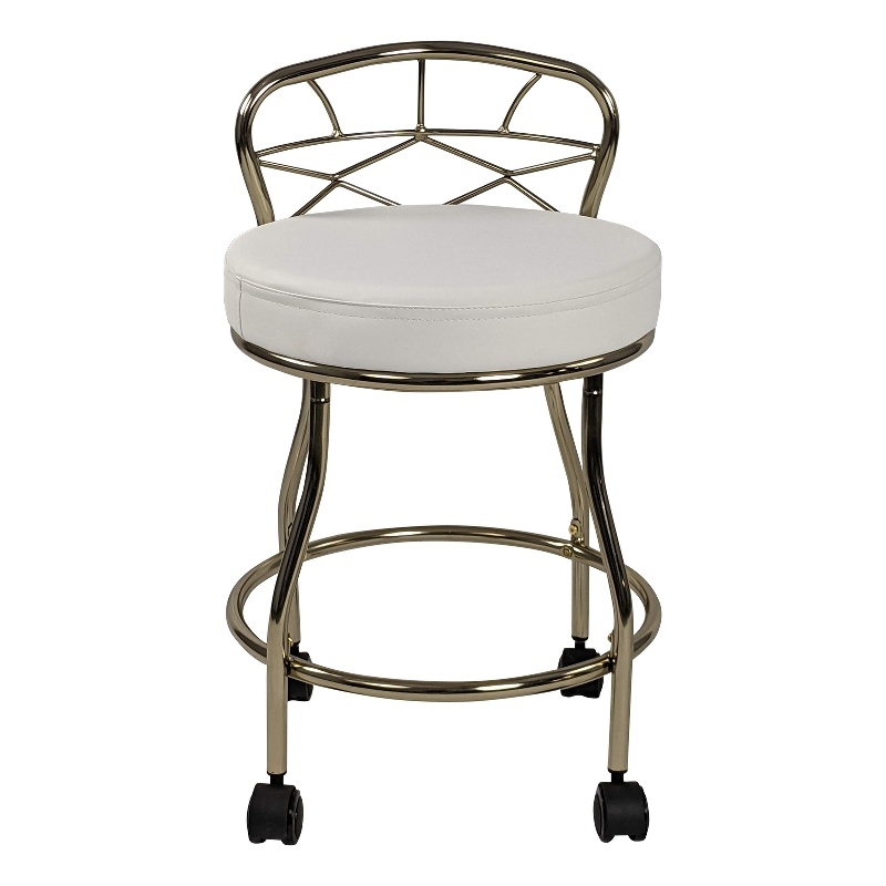 Pemberly Row Modern X-Back Vanity Bench with Casters in Gold