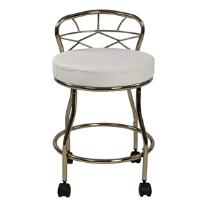 Pemberly Row Modern X-Back Vanity Bench with Casters in Gold