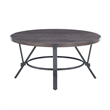 Pemberly Row 3 Pc Round Metal and Wood Occasional Table Set in Charcoal