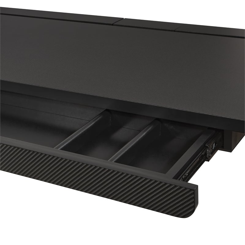 Pemberly Row Electric Battlestation Gaming Desk Metal - Gray Carbon Fiber Finish