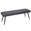Pemberly Row Gray Faux Leather Upholstered Dining Bench w/ Black Sanded Legs