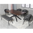 Pemberly Row Gray Faux Leather Upholstered Dining Bench w/ Black Sanded Legs