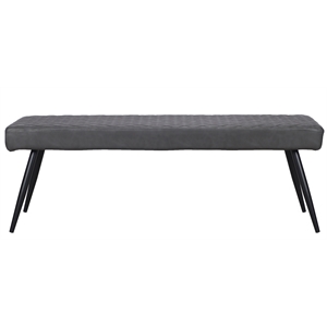 Pemberly Row Gray Faux Leather Upholstered Dining Bench w/ Black Sanded Legs