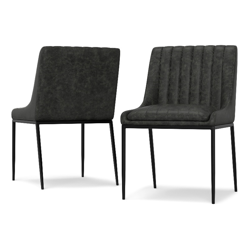Pemberly Row Dining Chair (Setof 2) in Distressed Slate Gray Vegan Faux Leather