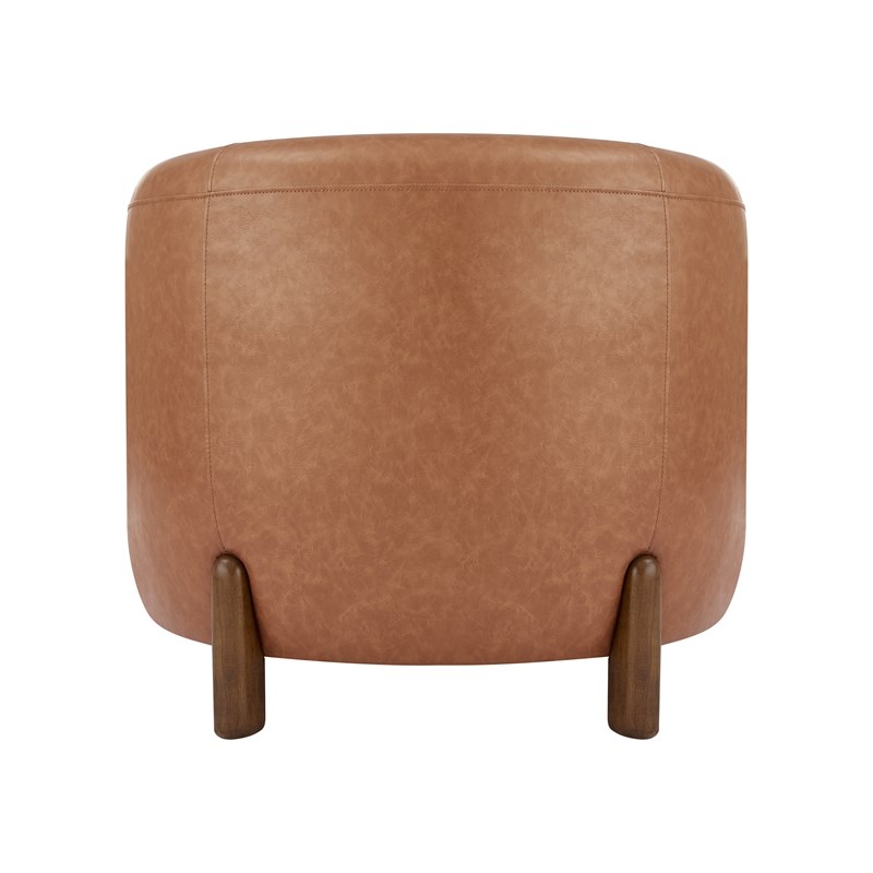 Pemberly Row Modern Faux Leather Accent Arm Chair in Vintage Cider