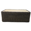 Pemberly Row Patio Furniture Coffee Table with Two Tone Brown/Beige PE Wicker