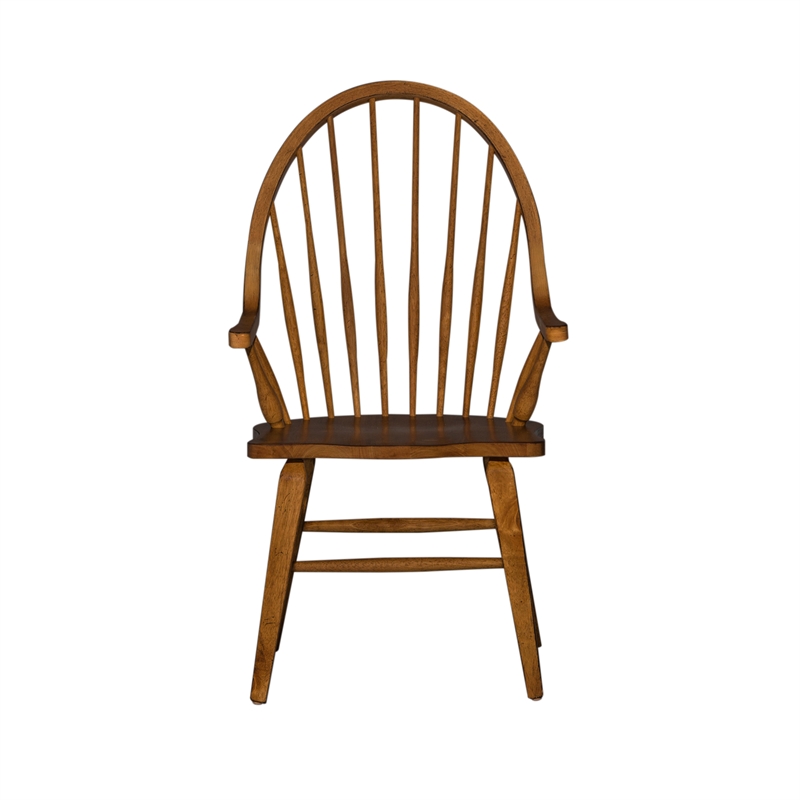 Pemberley Row Rubberwood Rustic Oak Arm Chair Rectangular Traditional 40.75