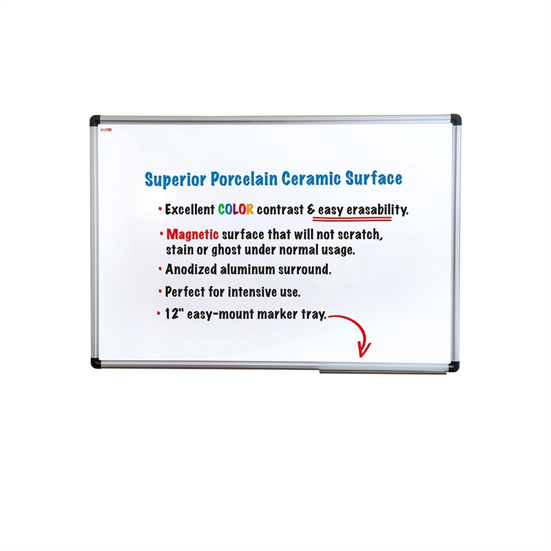 Pemberly Row Porcelain Magnetic Dry Erase Board Aluminium Frame Size 24 x 36