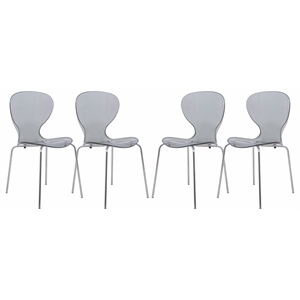 Pemberly Row Dining Side Chair With Strong Metal Legs in Black Set of 4