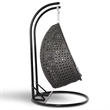 Pemberly Row Outdoor Wicker Hanging Double Egg Swing Chair in Charcoal Blue