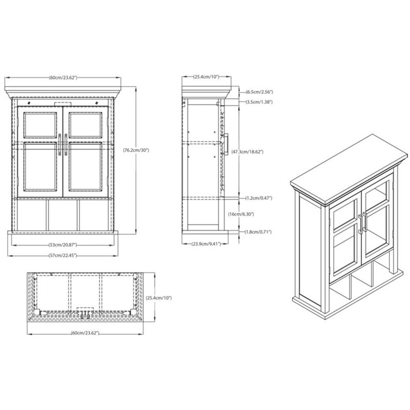 Pemberly Row Wood Double Door Wall Medicine Cabinet in Pure White