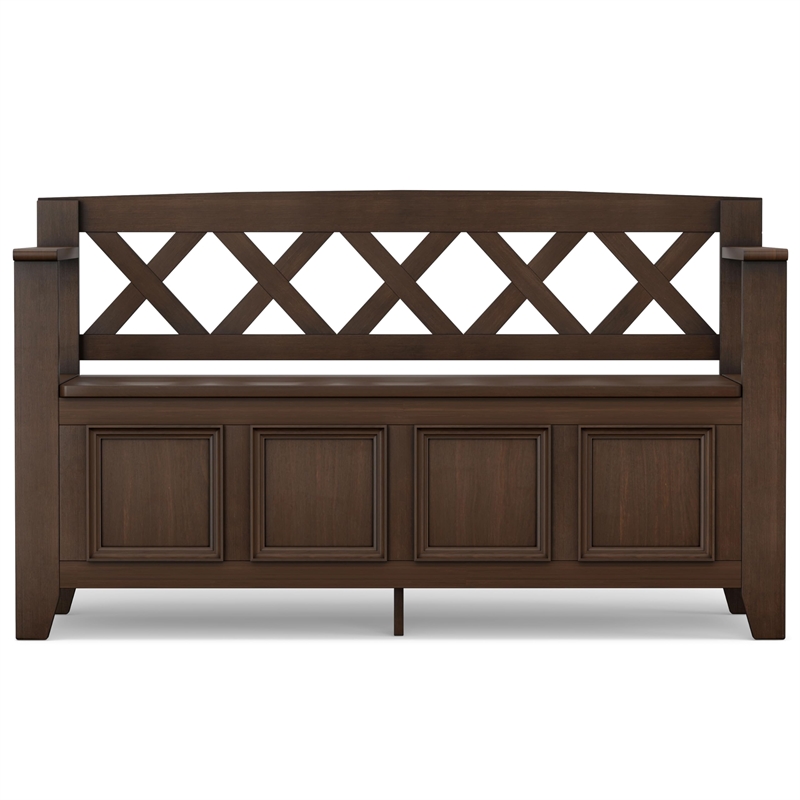 Pemberley Row Solid Wood Natural Aged Brown Entryway Storage Bench Rectangular 48