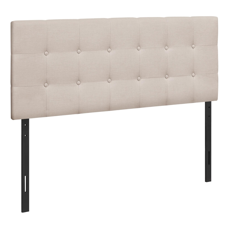 Pemberly Row Full Size Upholstered Linen Bed Headboard in Beige