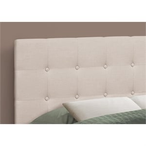 Pemberly Row Full Size Upholstered Linen Bed Headboard in Beige