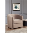 Pemberly Row Modern Upholstered Swivel Arm Chair in Light Gray