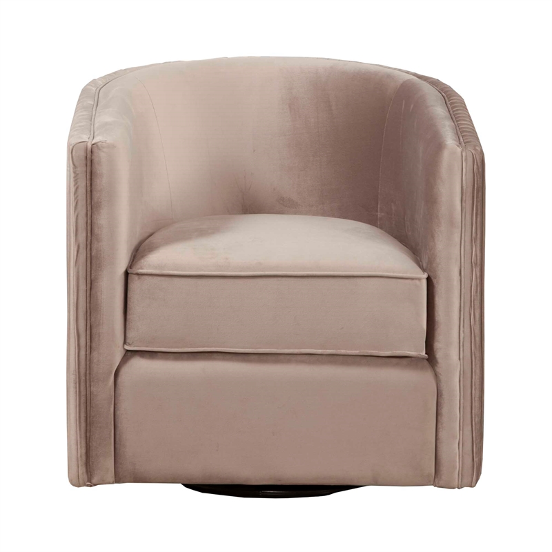 Pemberly Row Modern Upholstered Swivel Arm Chair in Light Gray