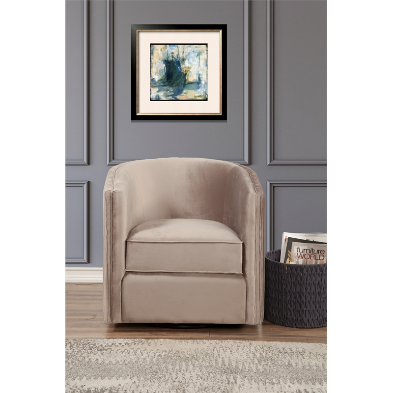 Pemberly Row Modern Upholstered Swivel Arm Chair in Light Gray