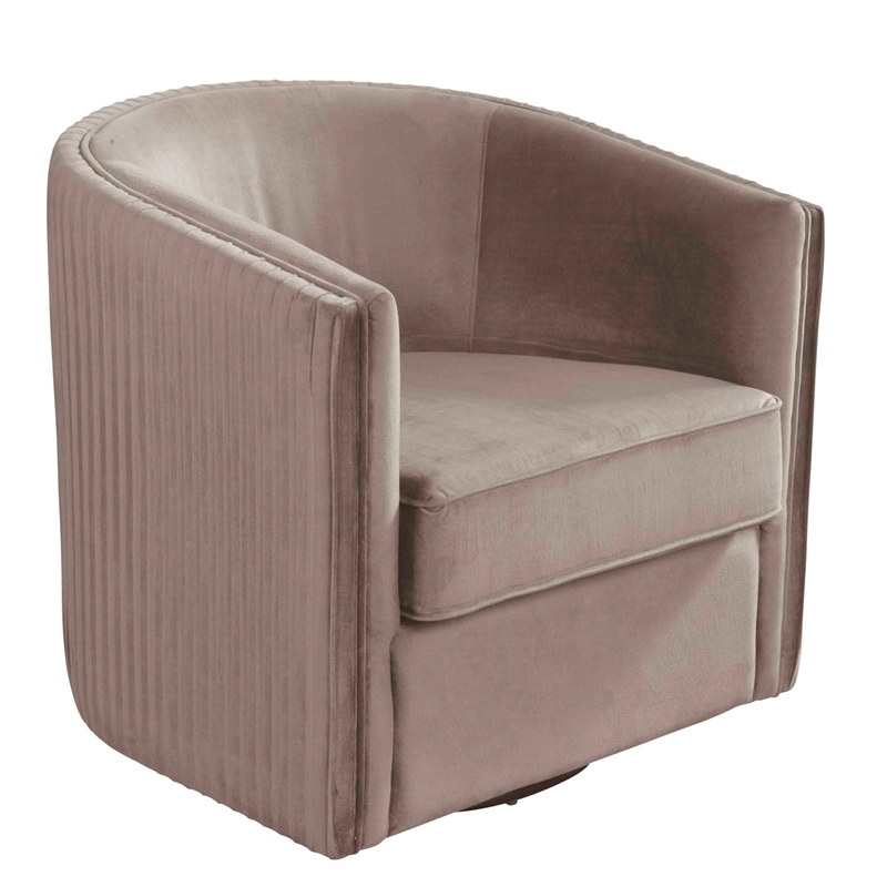 Pemberly Row Modern Upholstered Swivel Arm Chair in Light Gray