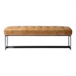 Pemberley Row Top Grain Buffalo Leather Tan Bench Rectangular Tufted 54