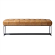 Pemberley Row Top Grain Buffalo Leather Tan Bench Rectangular Tufted 54