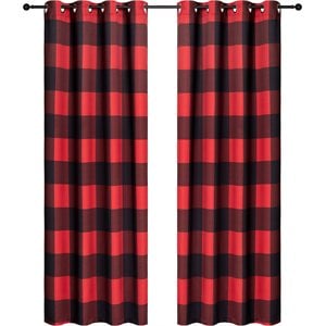 Pemberly Row Curtain Room Darkening in Red/Black Check (Set of 2)
