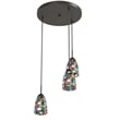 Pemberly Row 3-Light Glass Cluster Pendant in Bronze/Multi-Color