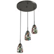 Pemberly Row 3-Light Glass Cluster Pendant in Bronze/Multi-Color