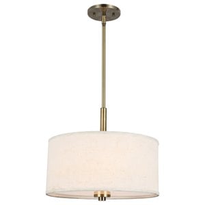 Pemberly Row Modern 3-Light Fabric LED Pendant in Brass/White