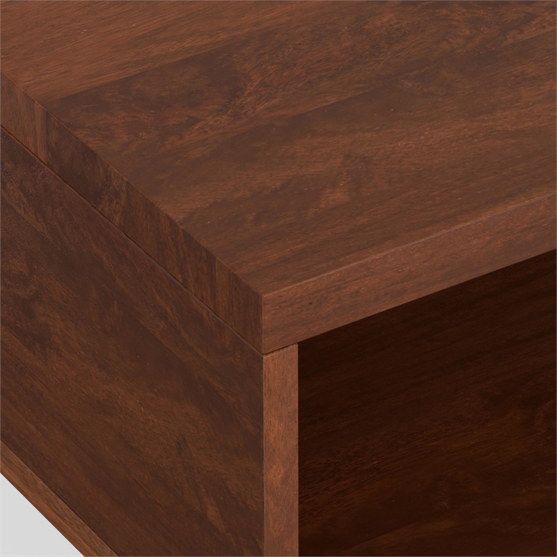 Pemberly Row Solid Wood Lift Top Coffee Table in Umber Brown and Gold