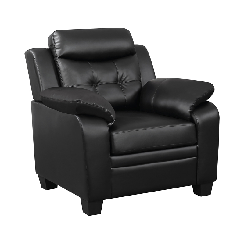 Pemberly Row 3-Piece Tufted Upholstered Faux Leather Sofa Set in Black