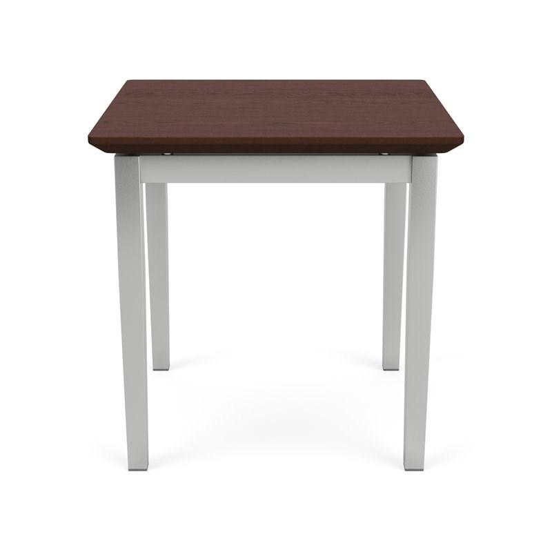 Pemberly Row Reception Waiting Room Healthcare End Table/Silver Steel/Walnut