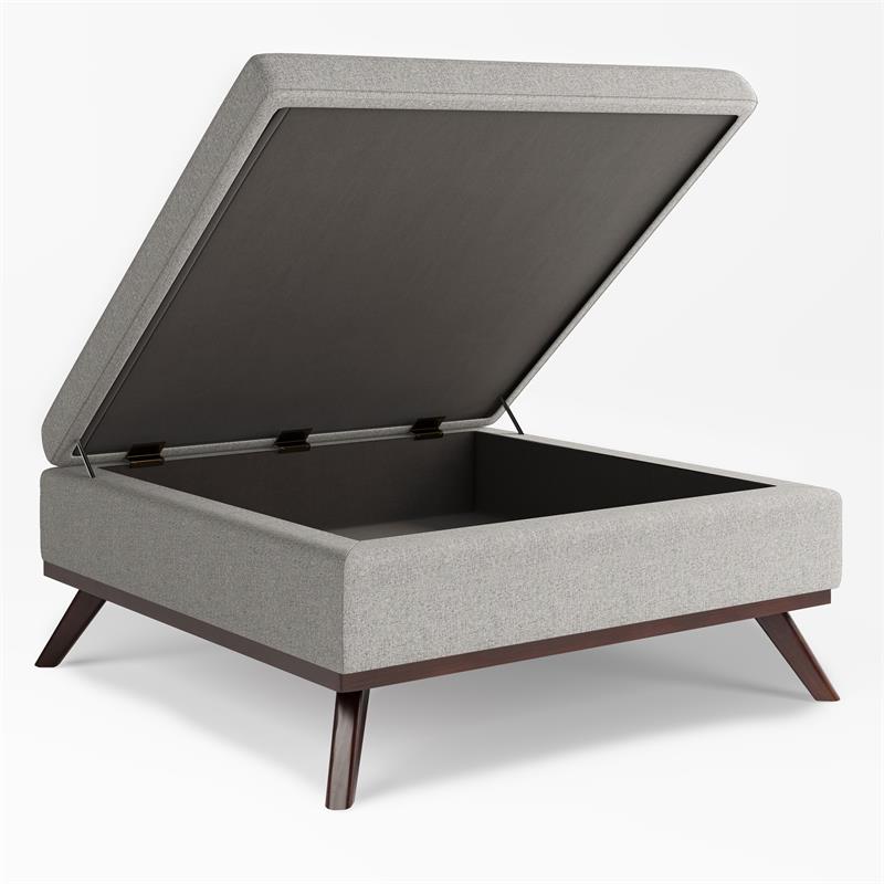 Pemberly Row Square Coffee Table Storage Ottoman - Cloud Gray Polyester Fabric