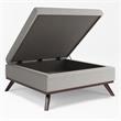 Pemberly Row Square Coffee Table Storage Ottoman - Cloud Gray Polyester Fabric