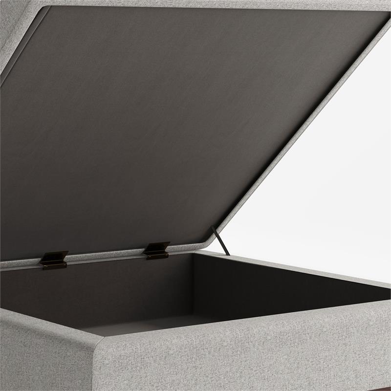 Pemberly Row Square Coffee Table Storage Ottoman - Cloud Gray Polyester Fabric