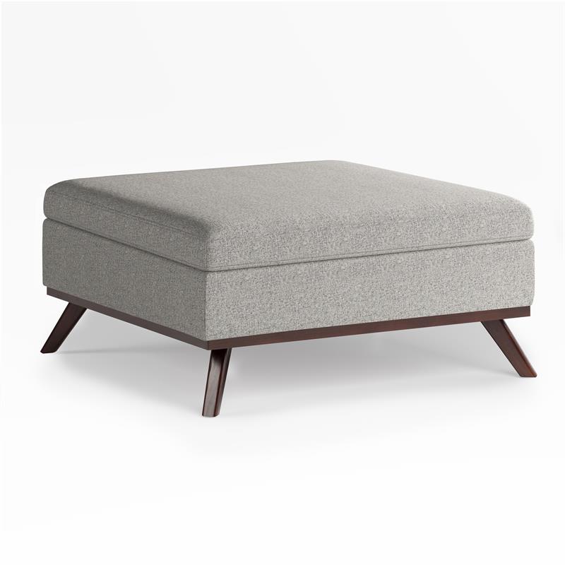 Pemberly Row Square Coffee Table Storage Ottoman - Cloud Gray Polyester Fabric