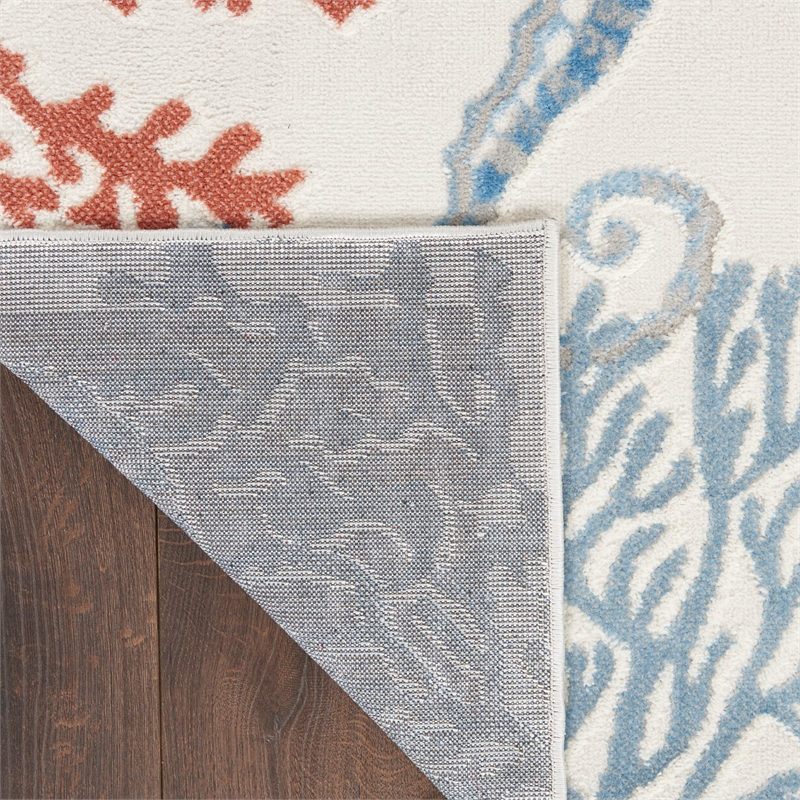 Pemberly Row Contemporary Polypropylene Polyester Area Rug in Ivory/Multi