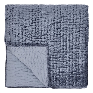 Pemberly Row 108&quot Velvet and Solid Cotton Sateen King Quilt in Fog Blue