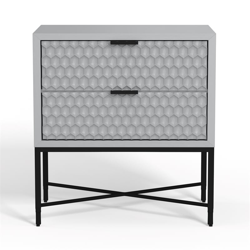 Pemberly Row Contemporary 2 Drawer Nightstand in Light Slate Gray