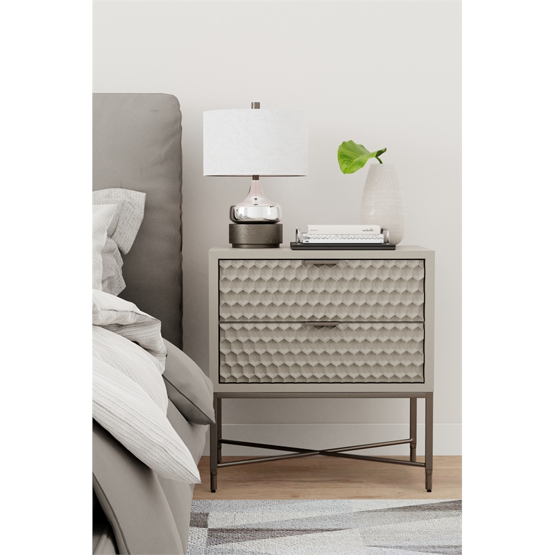 Pemberly Row Modern / Contemporary 2 Drawer Nightstand in Taupe