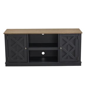 Pemberly Row Charcoal TV Stand for TV up to 60&quot w/ Storage Cabinet & Open Shelf