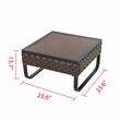 Pemberly Row Modern U-Leg Rattan Outdoor Side Table in Brown/Black