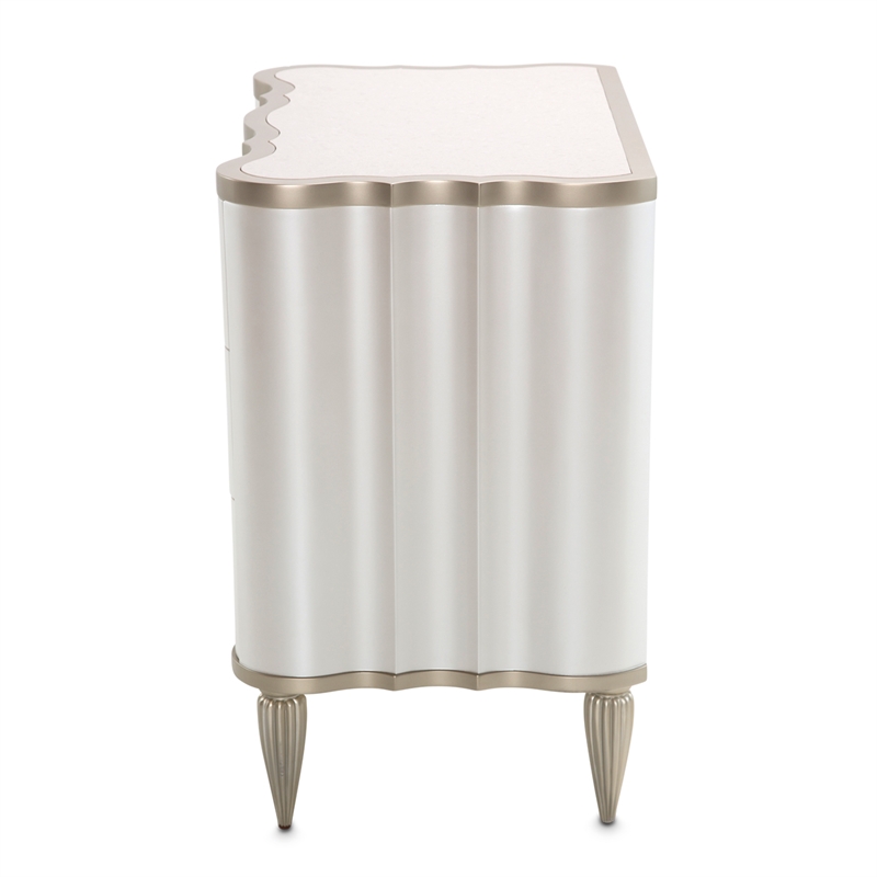 Pemberley Row Marble Cream Nightstand Rectangular Velvet-Lined 29.25