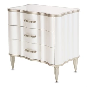 Pemberley Row Marble Cream Nightstand Rectangular Velvet-Lined 29.25&quotH Unassembled