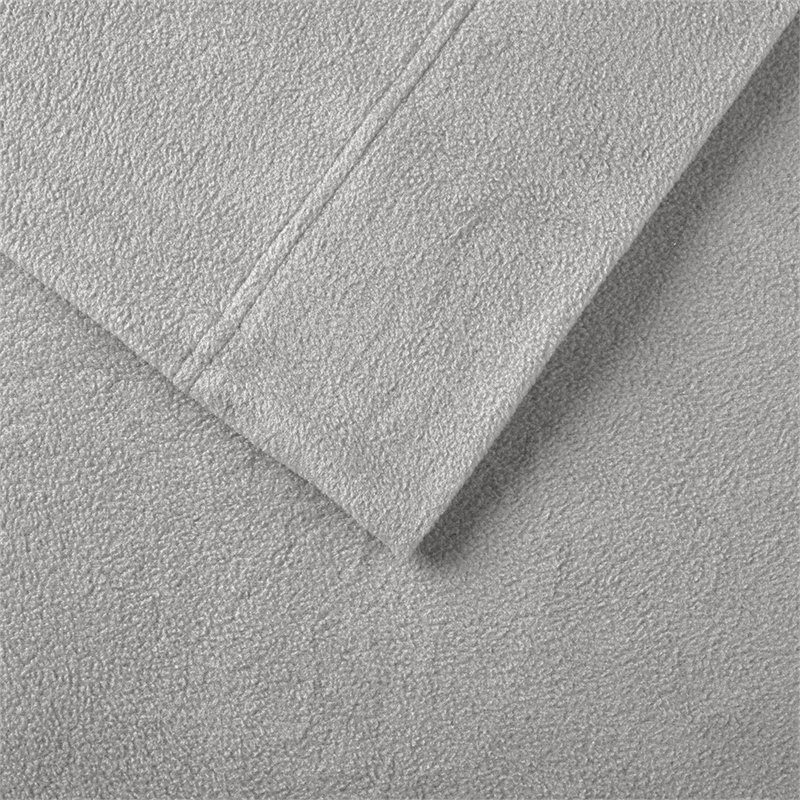 Pemberly Row Modern / Contemporary Micro Fleece Sheet Set in Gray