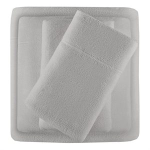Pemberly Row Modern / Contemporary Micro Fleece Sheet Set in Gray