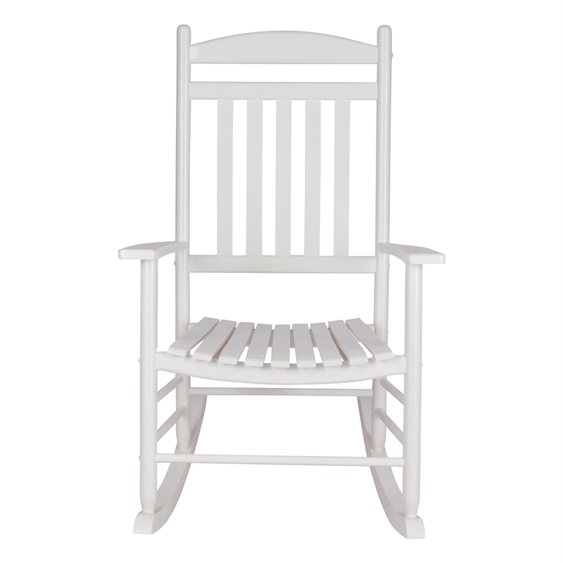 Pemberly Row Traditional Hardwood Indoor/Outdoor Porch Rocker in White